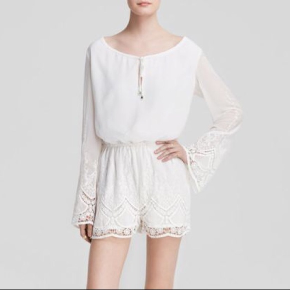 Lucy Paris Embroidered Bell Sleeve Romper